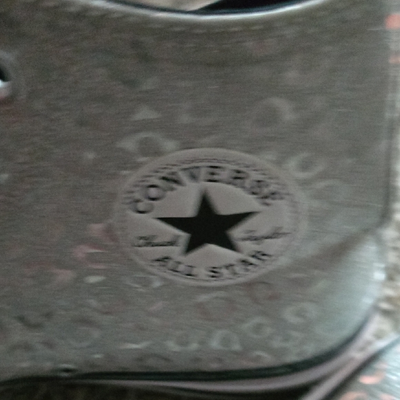 Converse Sparkly Silver Leopard Print High-Top Sneakers - Picture 4 of 5